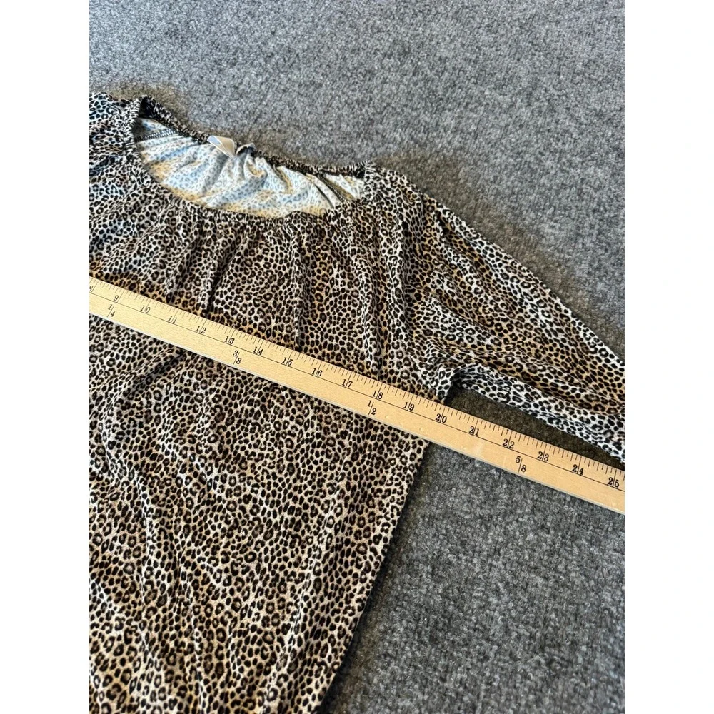 Michael Kors Womens Leopard Print Scoop Neck Bubble Hem 3/4‎ Sleeve Blouse Tan